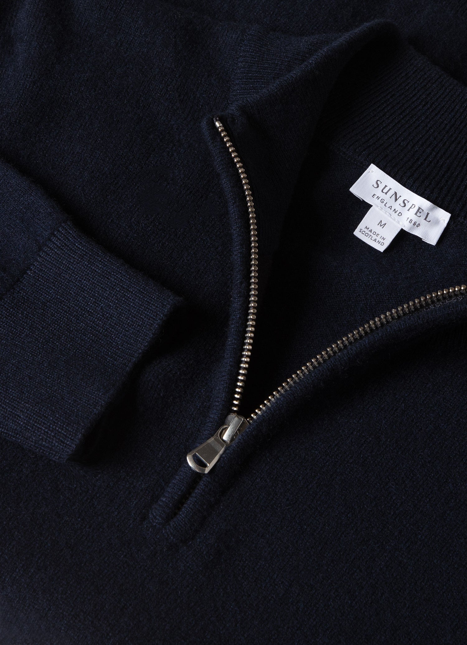 Men's Cashmere Zip Neck Jumper in Navy