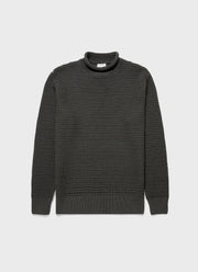 Men's Merino Fisherman Jumper in Khaki