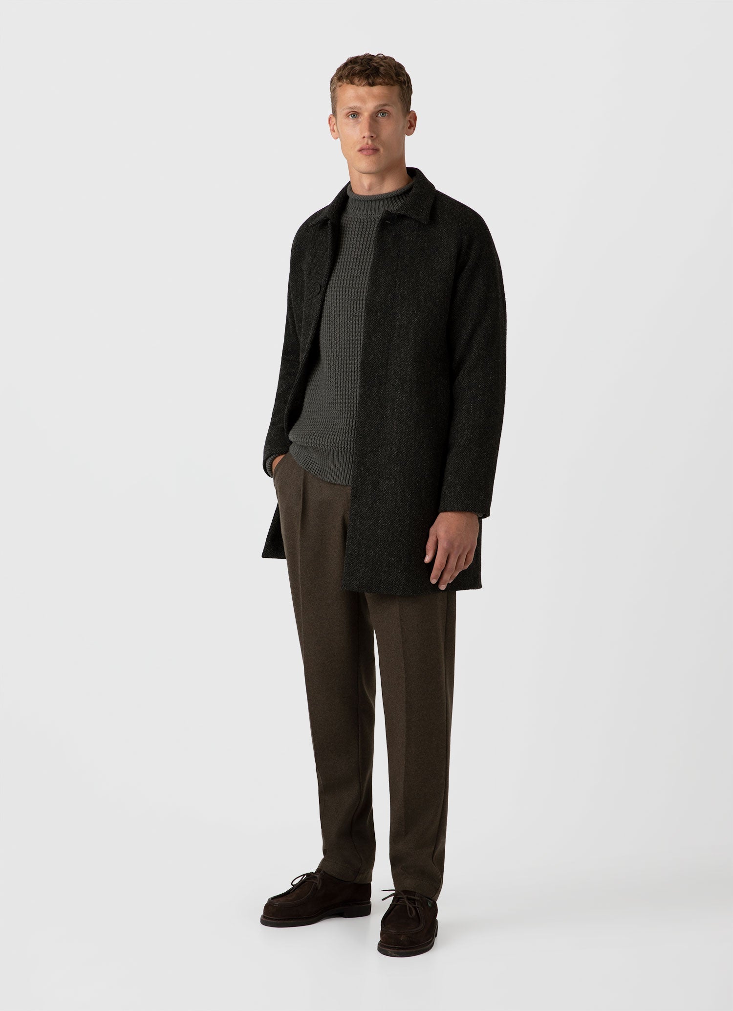 Men's Merino Fisherman Jumper in Khaki