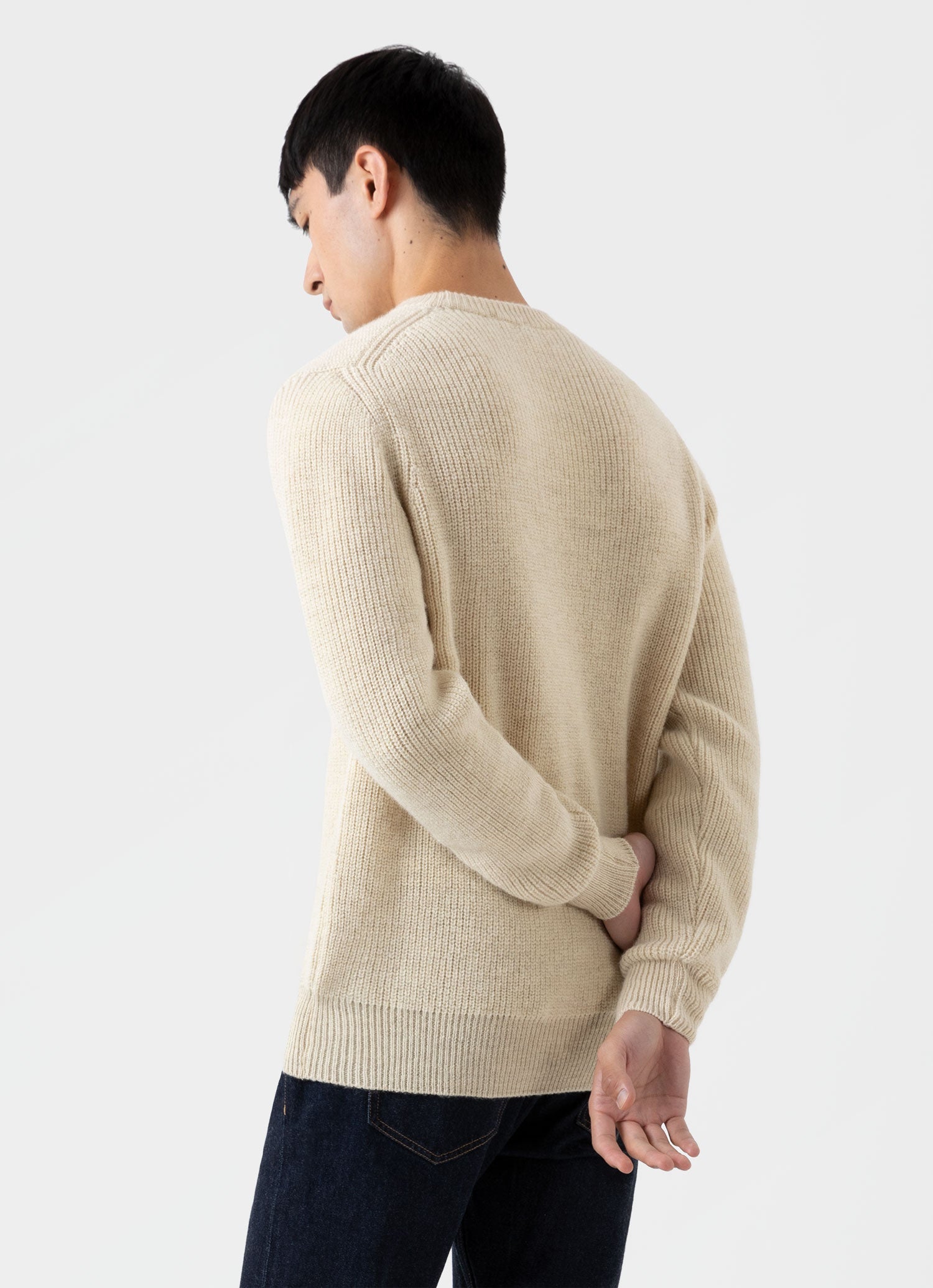 Men s Luxury British Wool Jumper in Natural Ecru Sunspel