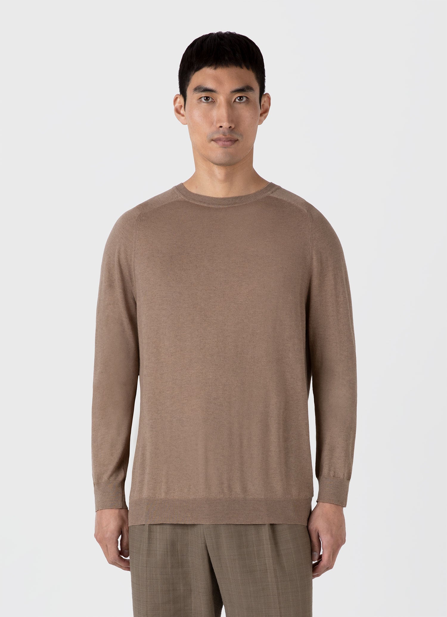 Men's Sea Island Cashmere Crew Neck Jumper in Oat