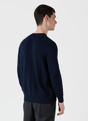 Men's Cotton Crew Neck Jumper in Light Navy