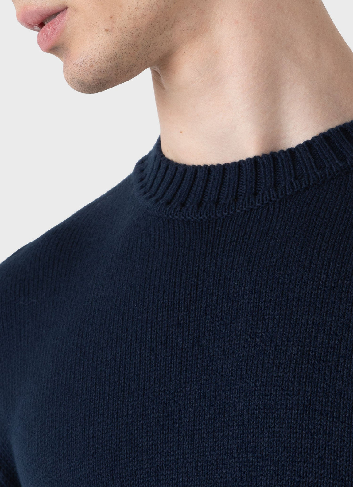 Men's Cotton Crew Neck Jumper in Light Navy