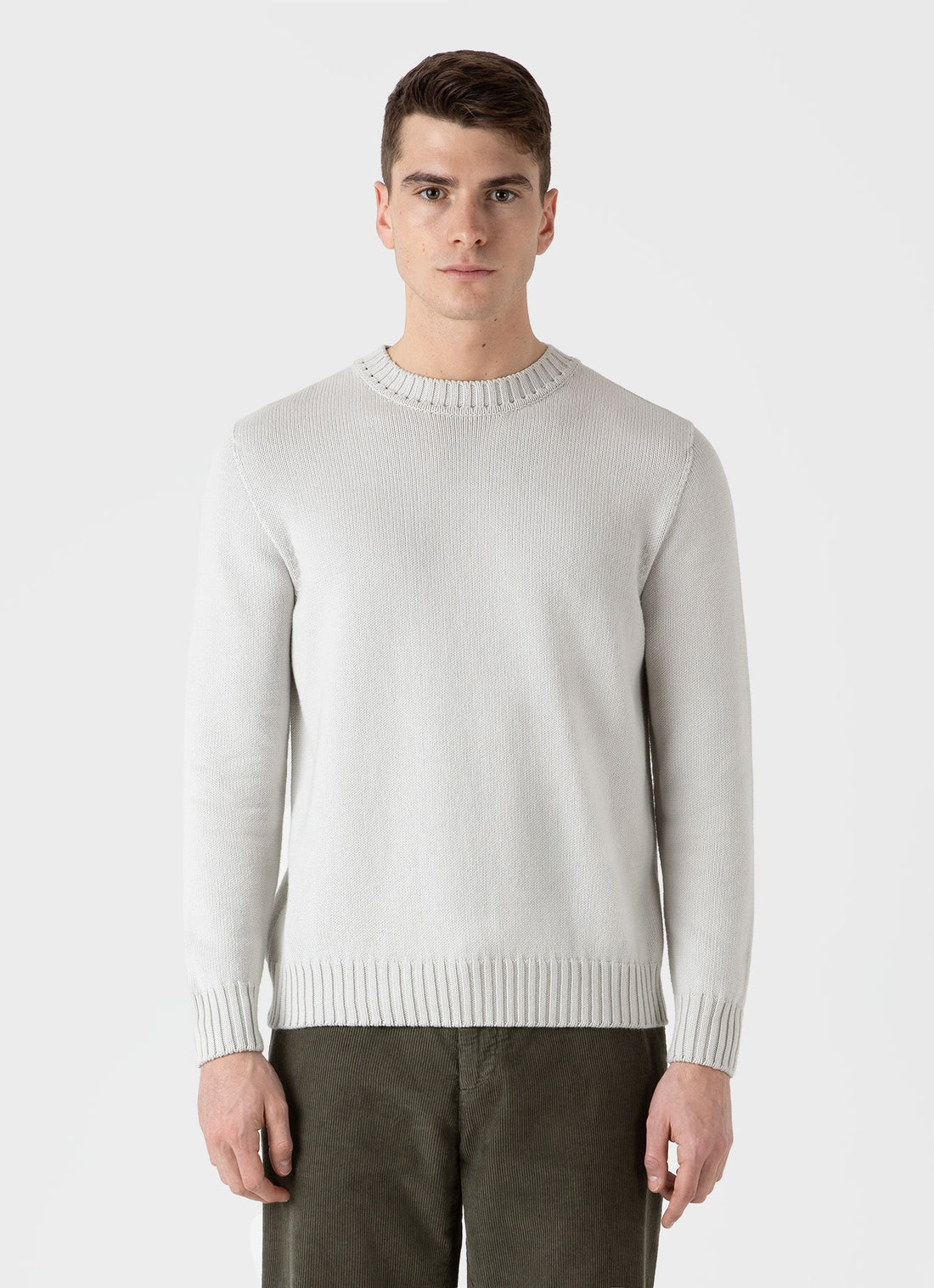 Men's Cotton Crew Neck Jumper in Putty