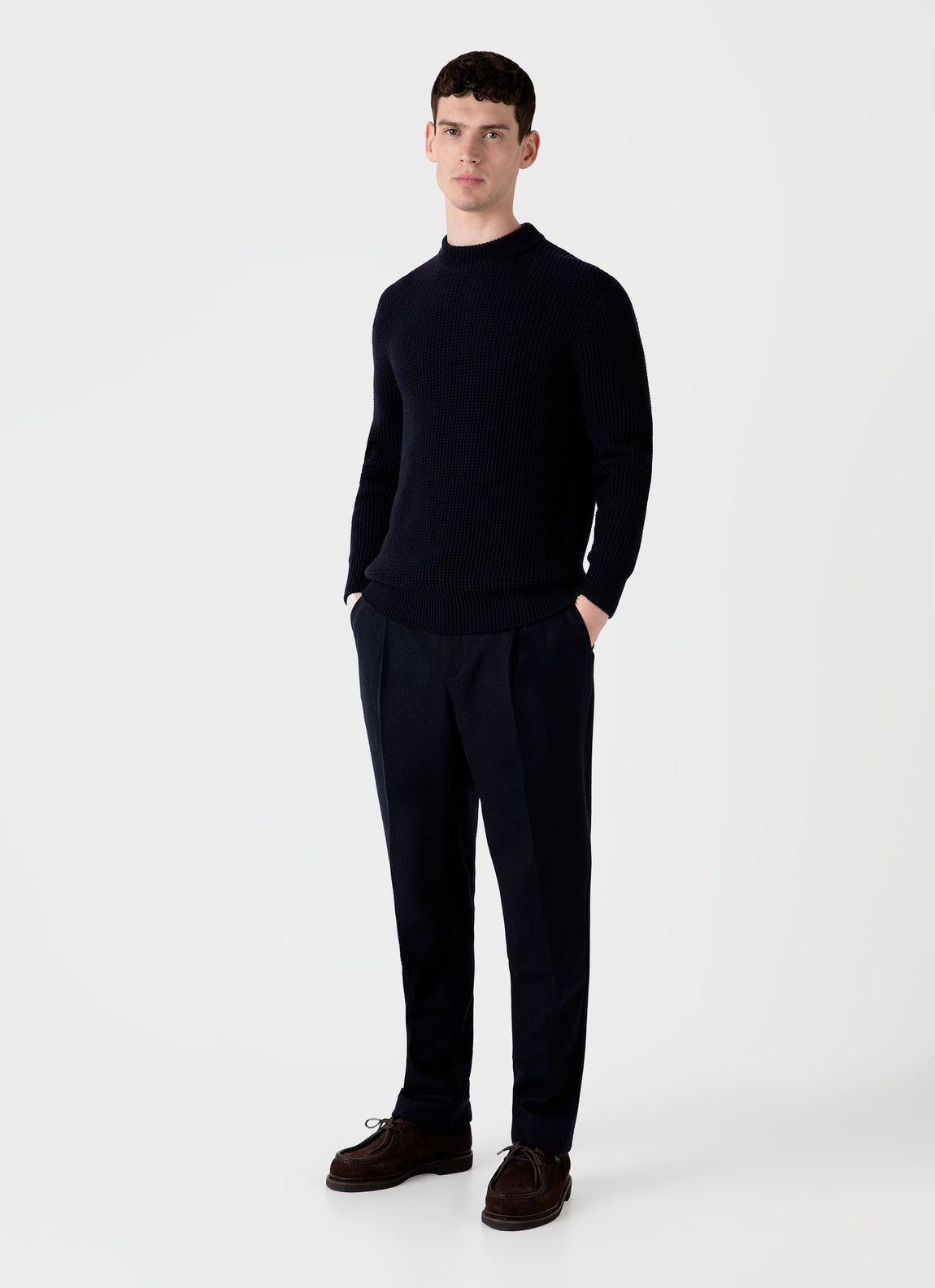 Men's Mariner Mock Neck Jumper in Light Navy