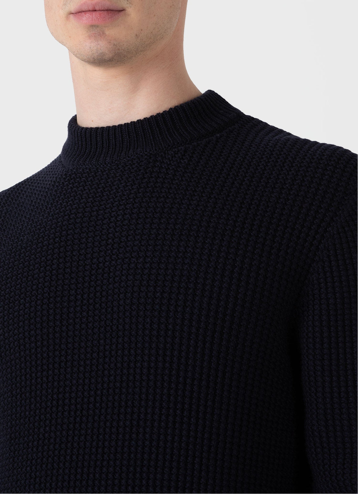 Men's Mariner Mock Neck Jumper in Light Navy