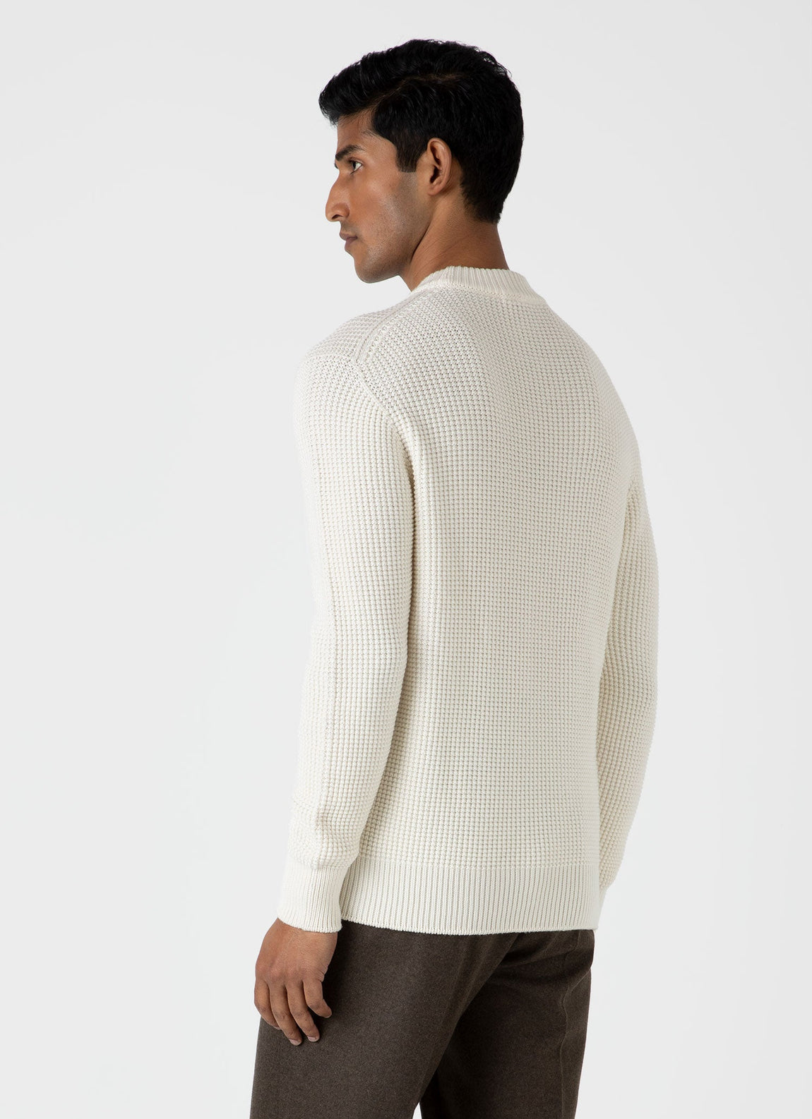 Men's Mariner Mock Neck Jumper in Ecru