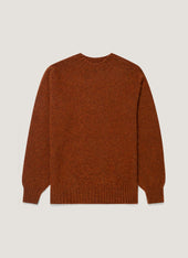 Men's Shetland Crew Neck Jumper in Dark Tobacco