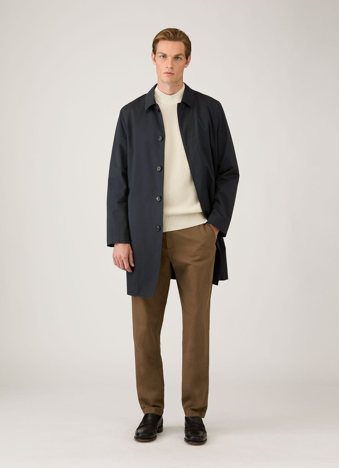 Men's Cotton Crew Neck Jumper in Ecru