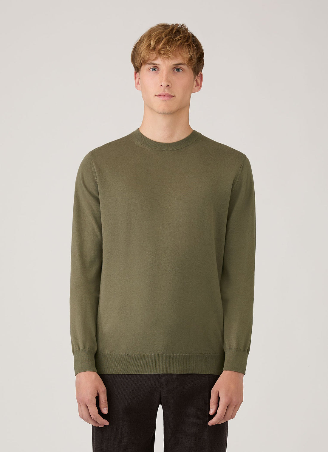 Men's Lightweight Cotton Jumper in Khaki