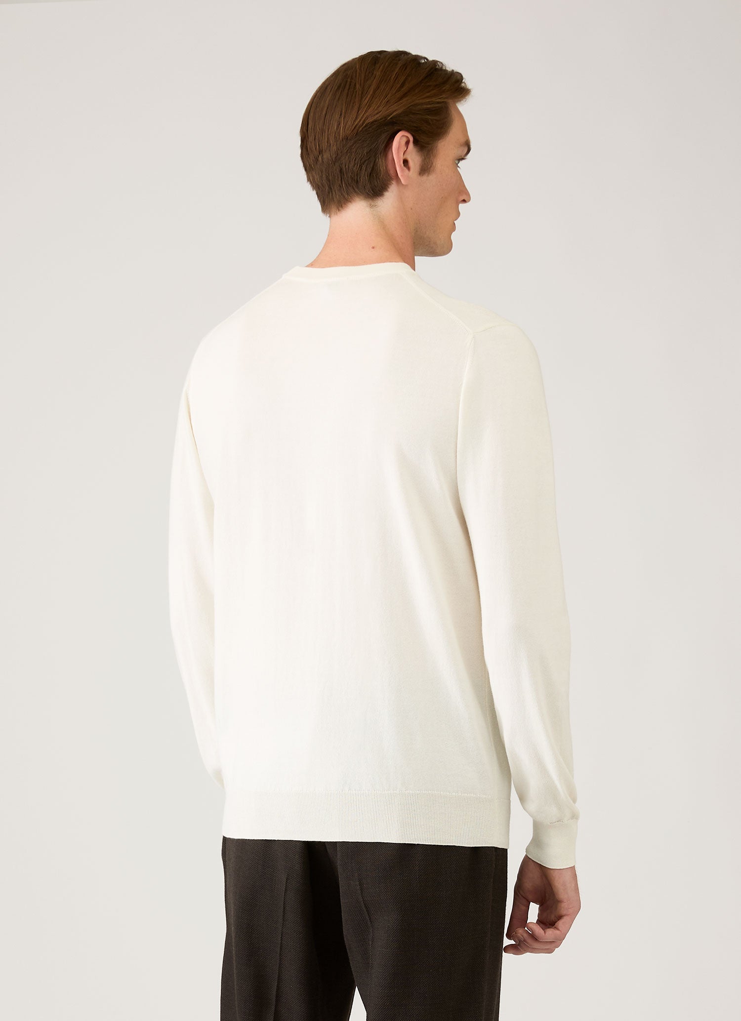 Men's Lightweight Cotton Jumper in Ecru