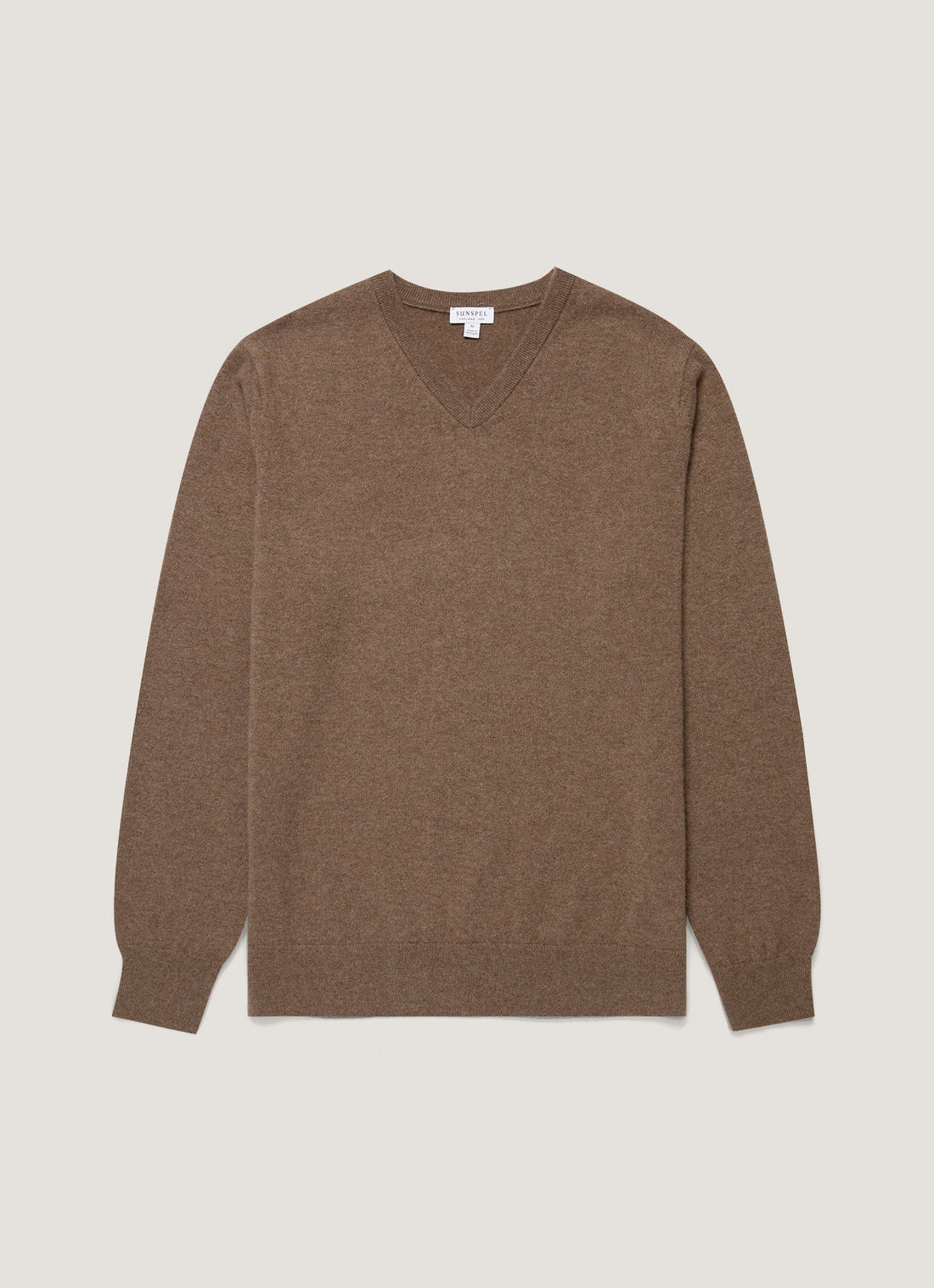 Men's Cashmere V-neck Jumper in Taupe