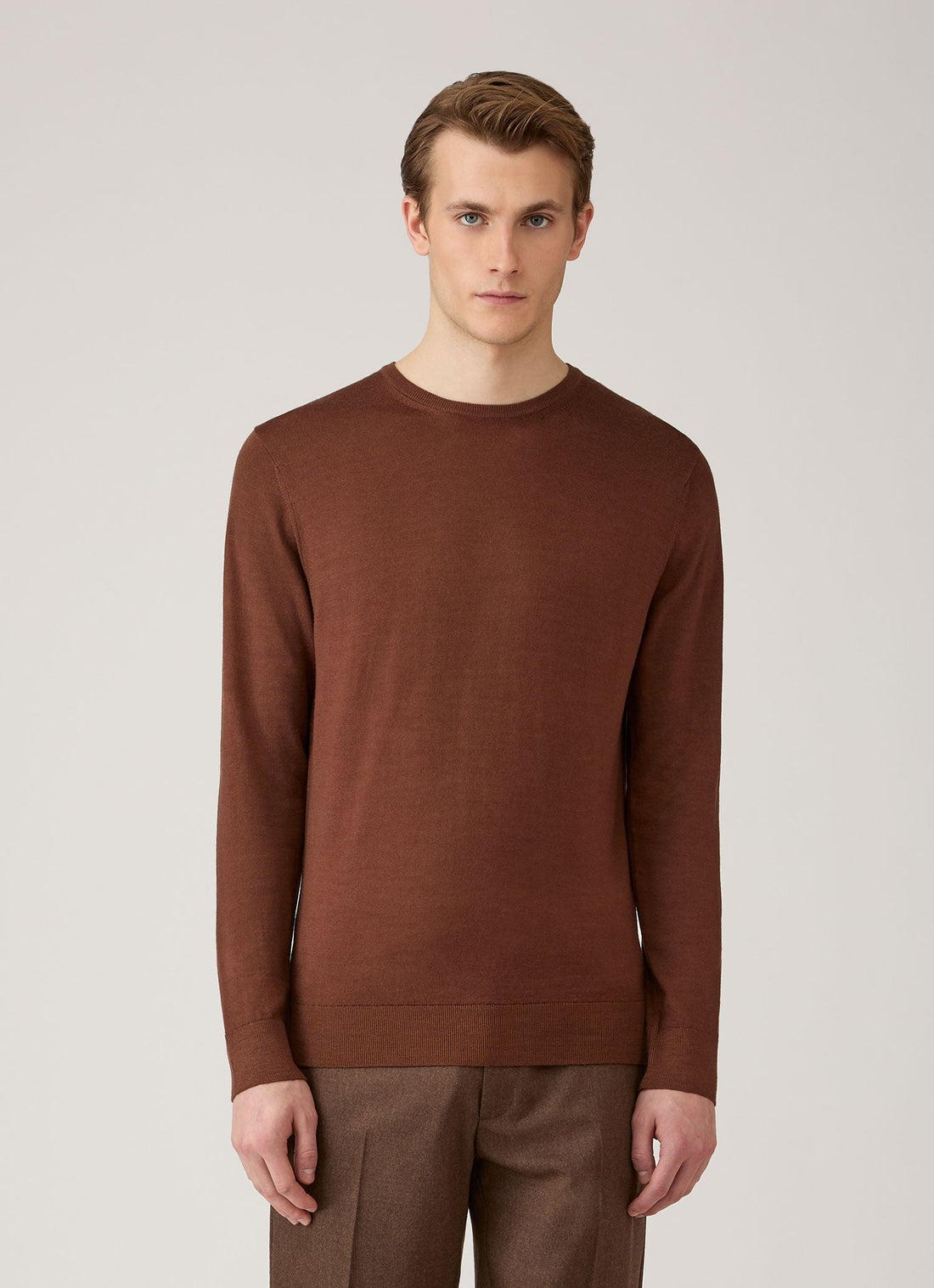 Men's Extra-Fine Merino Jumper in Chestnut