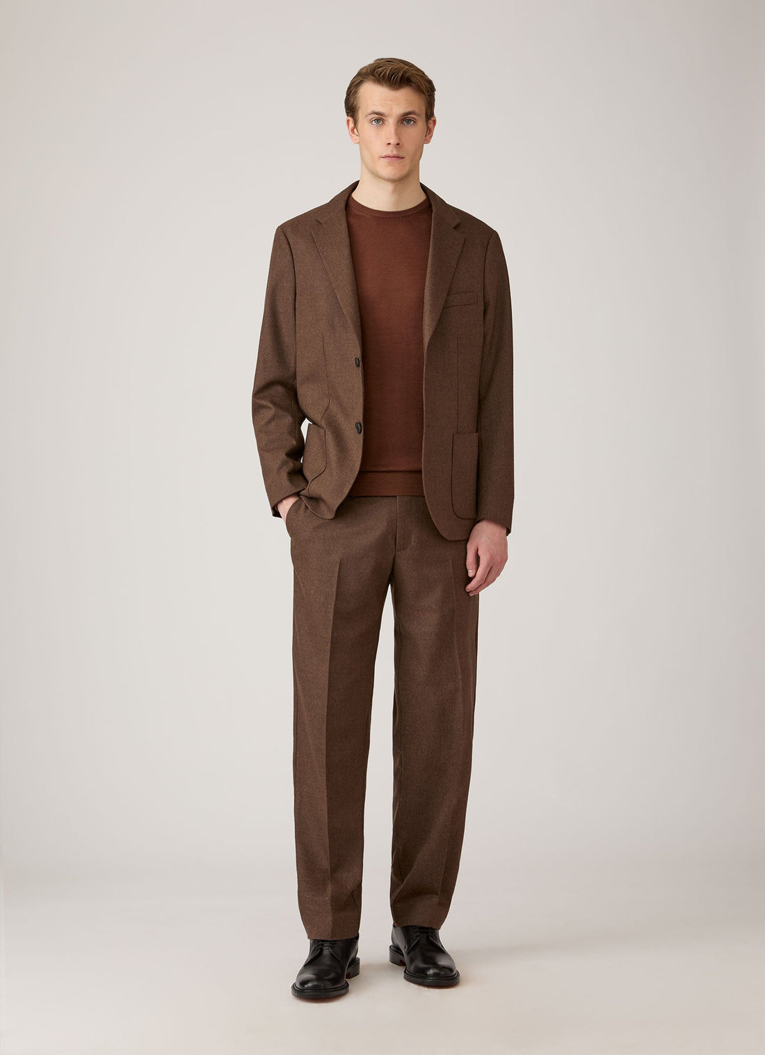 Men's Extra-Fine Merino Jumper in Chestnut