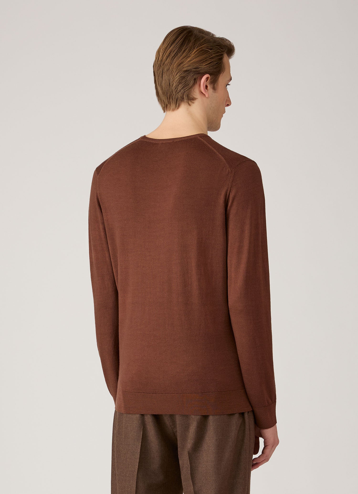 Men's Extra-Fine Merino Jumper in Chestnut