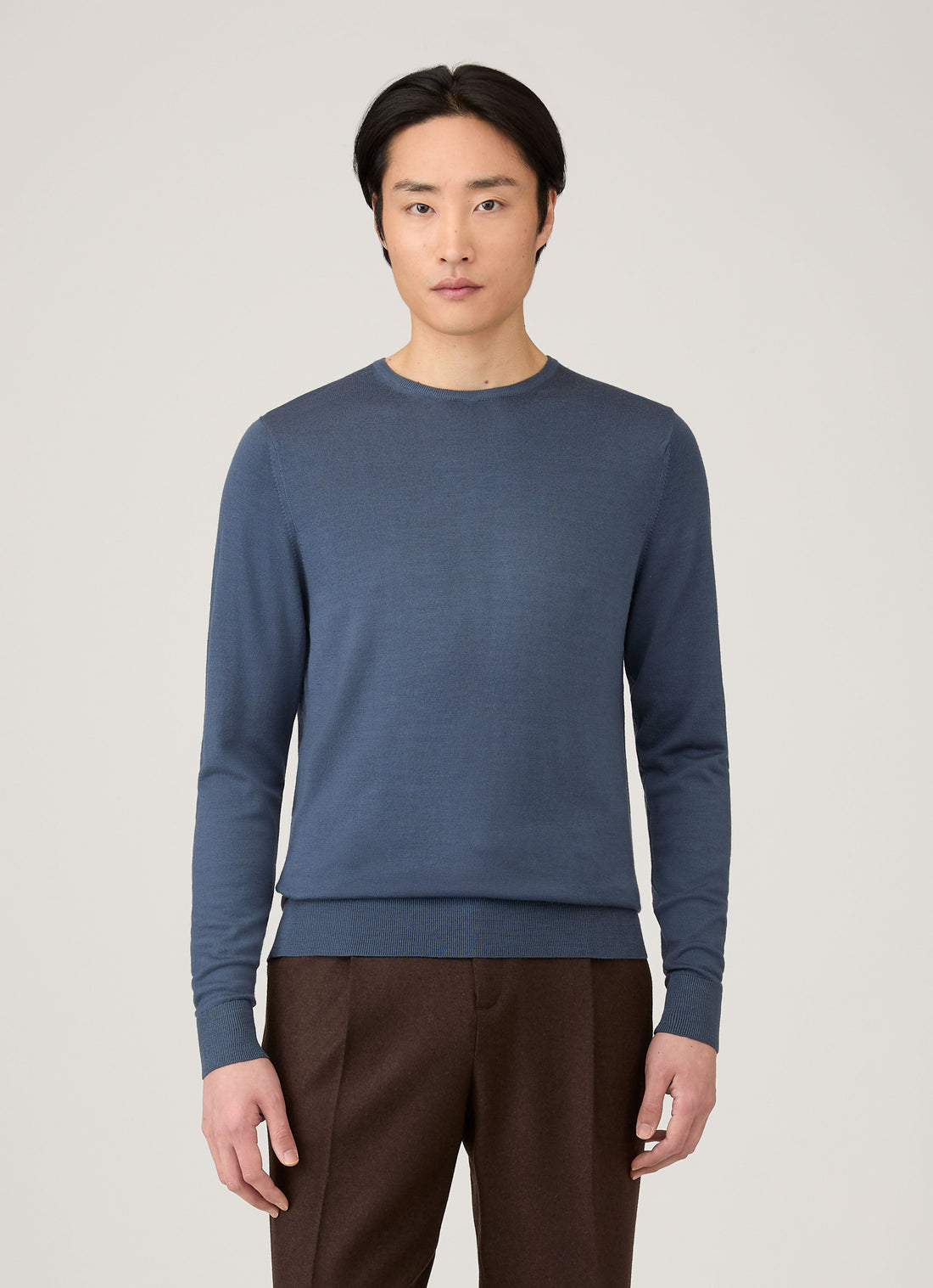 Men's Extra-Fine Merino Jumper in Slate Blue