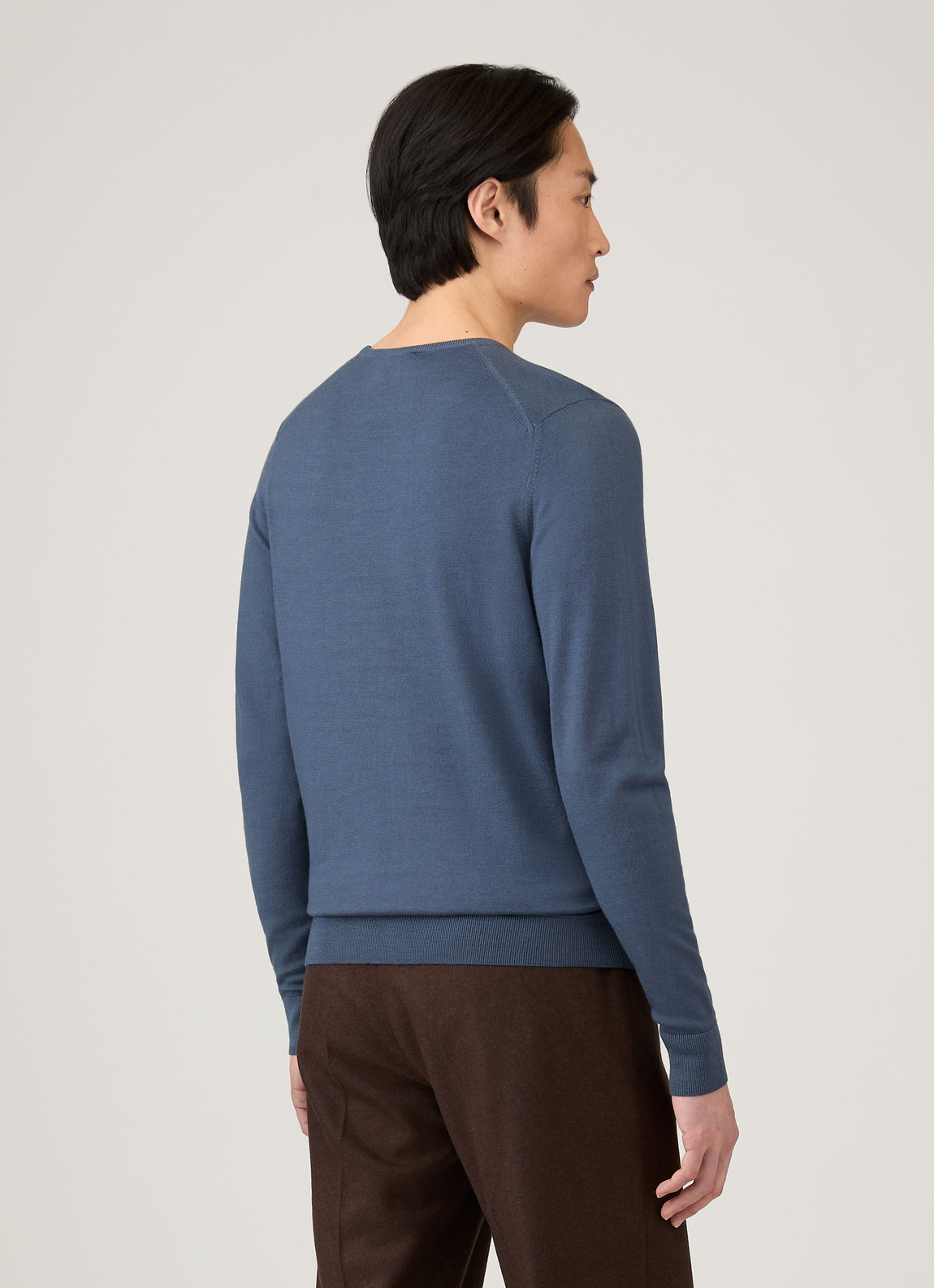 Men's Extra-Fine Merino Jumper in Slate Blue