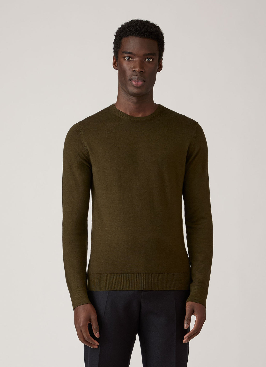 Men's Extra-Fine Merino Jumper in Loden Green