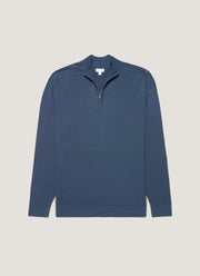 Men's Extra-Fine Merino Half Zip Jumper in Slate Blue