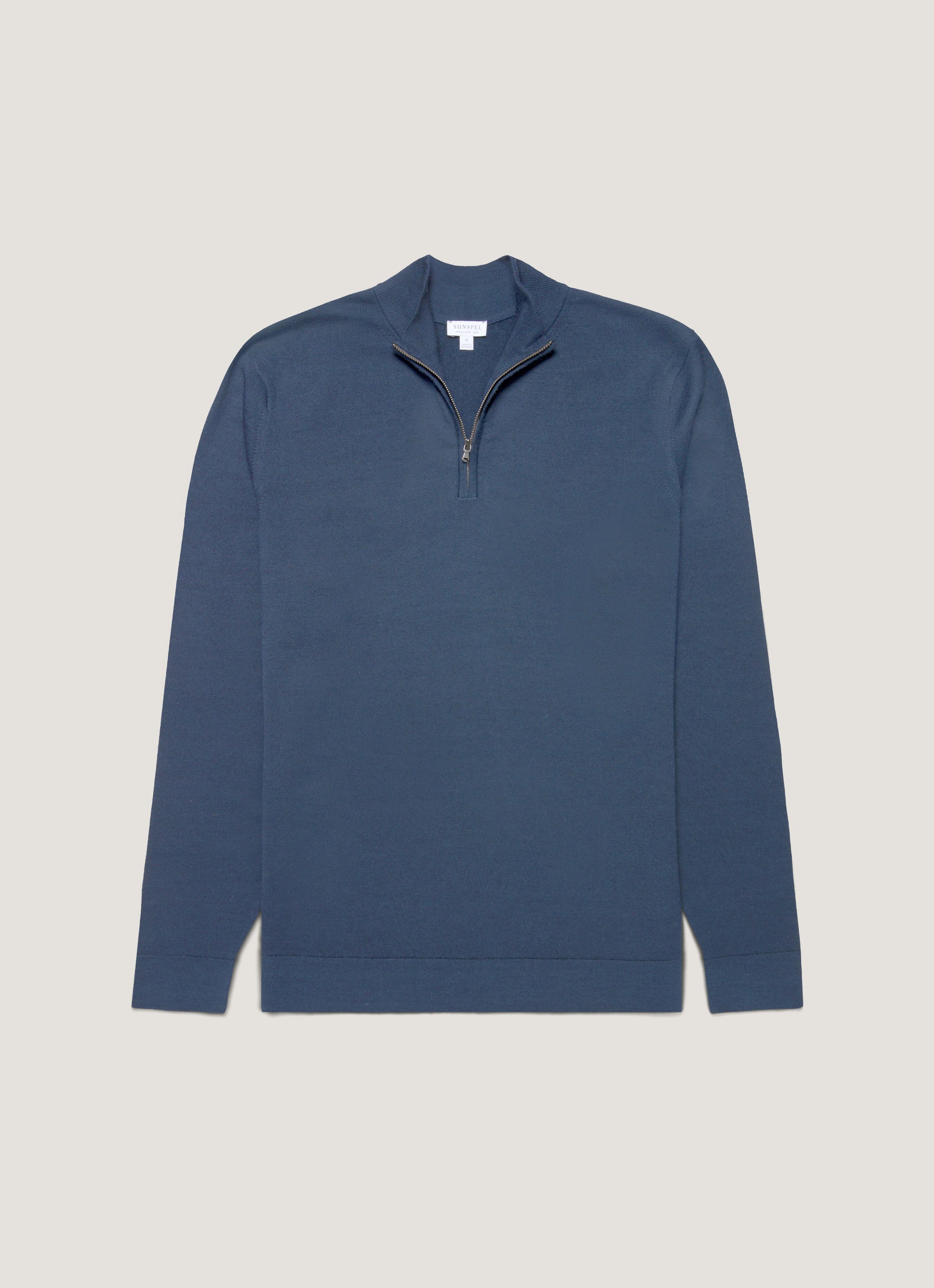 Men's Extra-Fine Merino Half Zip Jumper in Slate Blue