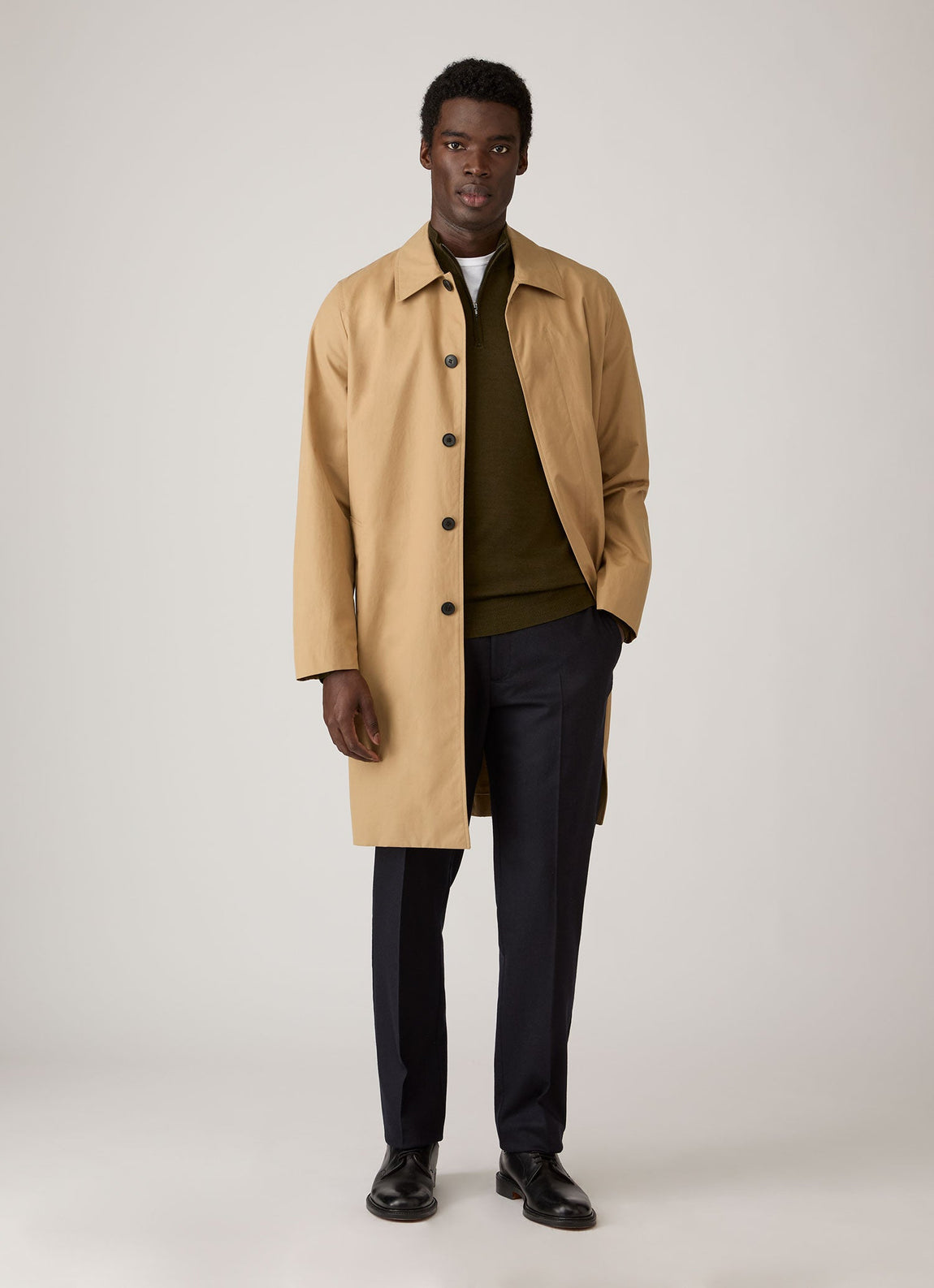 Men's Extra-Fine Merino Half Zip Jumper in Loden Green