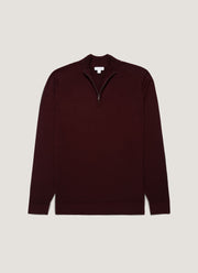 Men's Extra-Fine Merino Half Zip Jumper in Bakelite