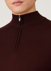 Men's Extra-Fine Merino Half Zip Jumper in Bakelite