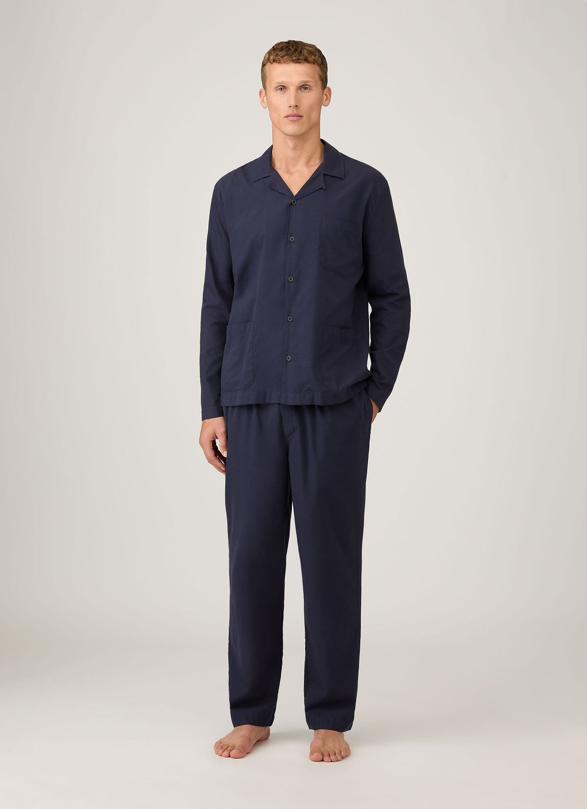 Men's Cotton Flannel Pyjama Set in Navy