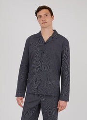 Men's Cotton Flannel Pyjama Shirt in Micro Windowpane Check