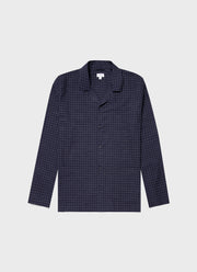 Men's Cotton Flannel Pyjama Shirt in Navy Window Check