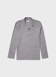 Men's Cotton Flannel Pyjama Shirt in Grey Melange Window Check