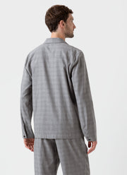 Men's Cotton Flannel Pyjama Shirt in Mid Grey Check