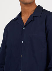Men's Sea Island Cotton Pyjama Shirt in Navy7