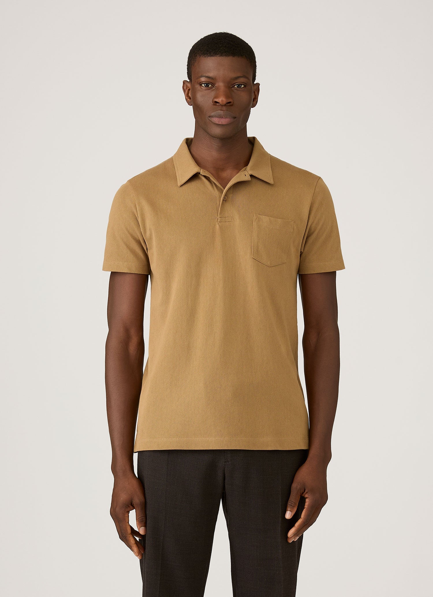 Men's Riviera Polo Shirt in Walnut | Sunspel