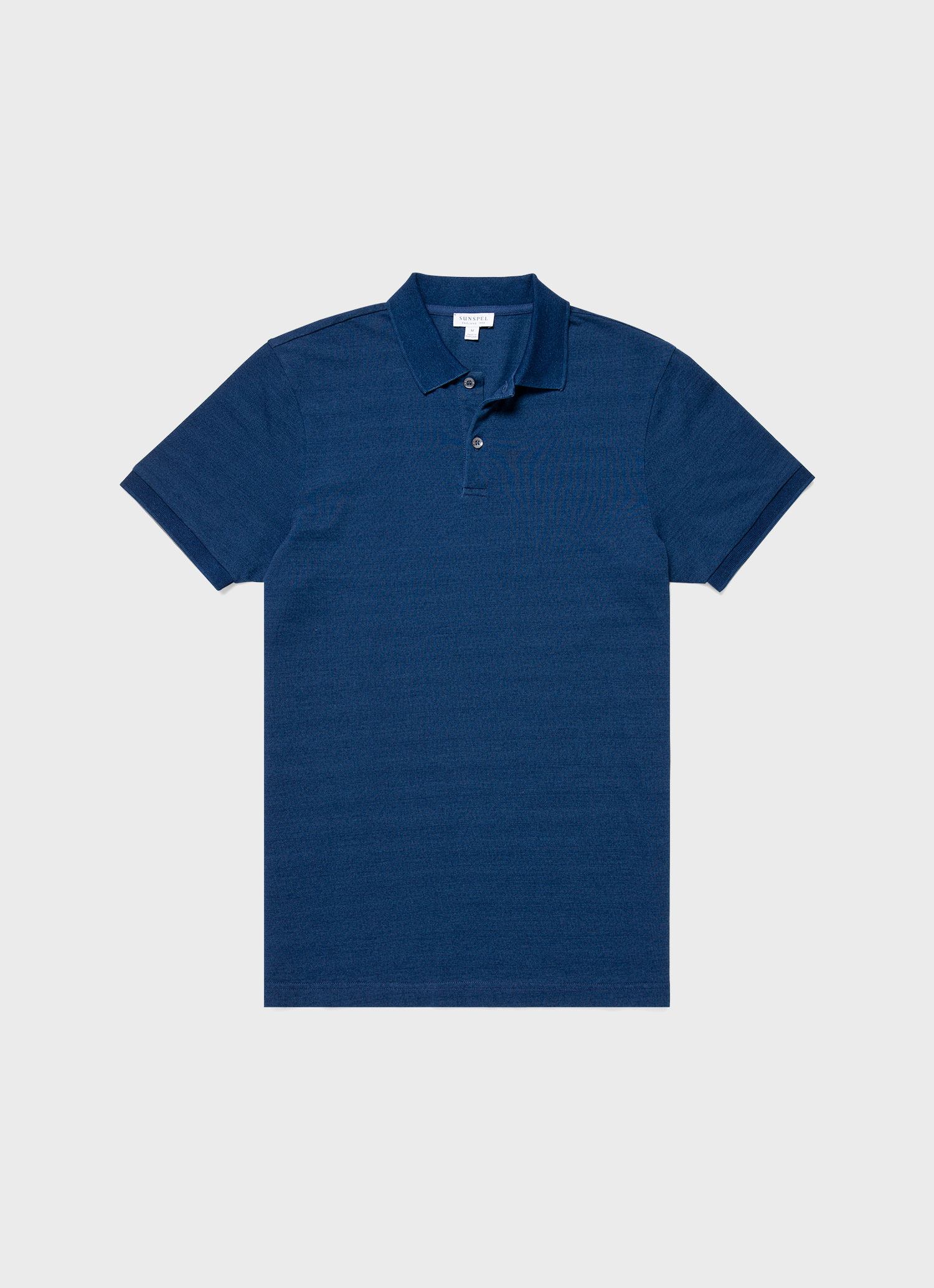 Men's Indigo Dyed Piqué Polo Shirt in Real Indigo