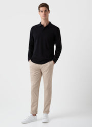 Men's Riviera Long Sleeve Polo Shirt in Black