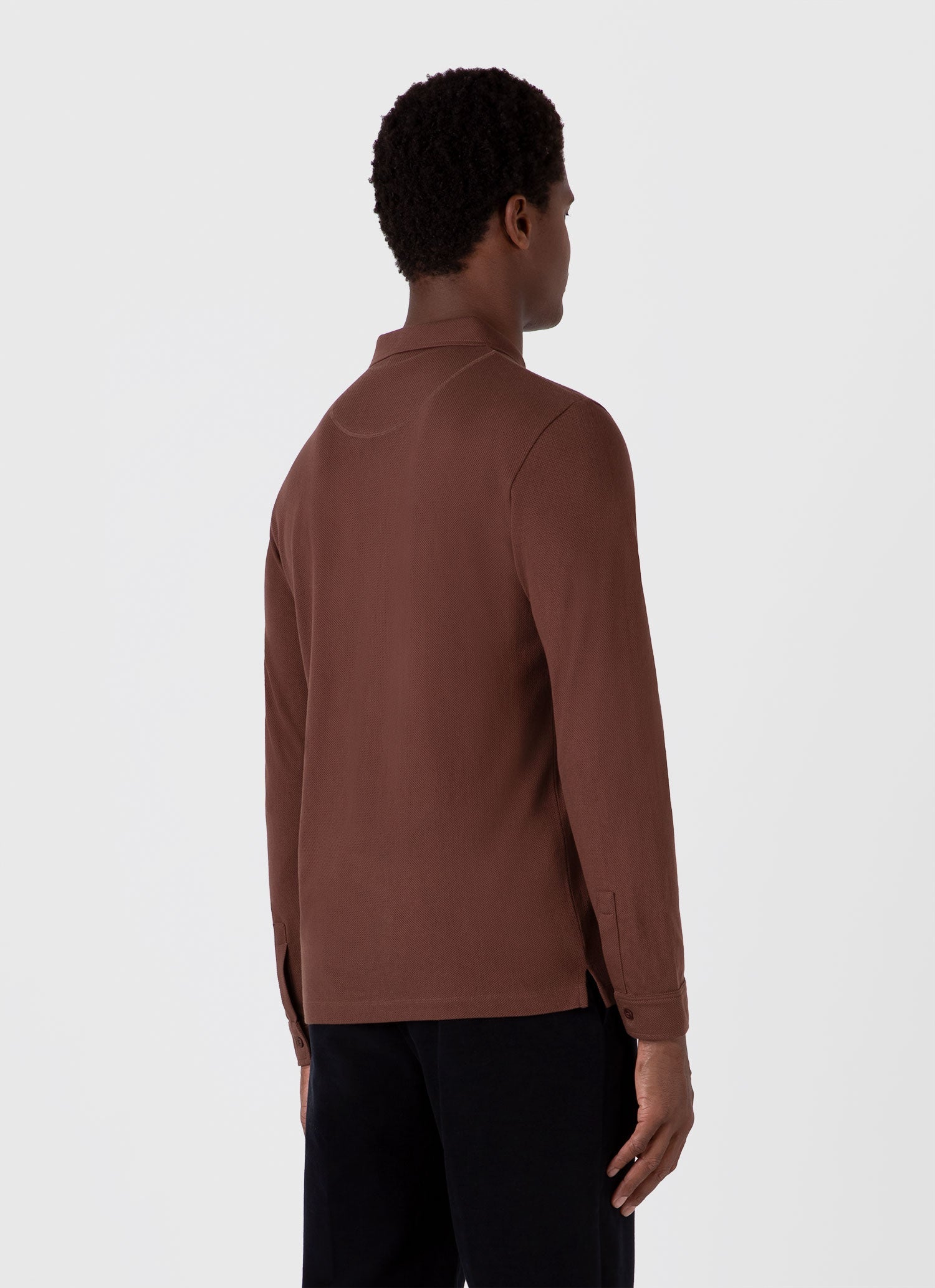 Men's Long Sleeve Riviera Polo Shirt in Cocoa Brown