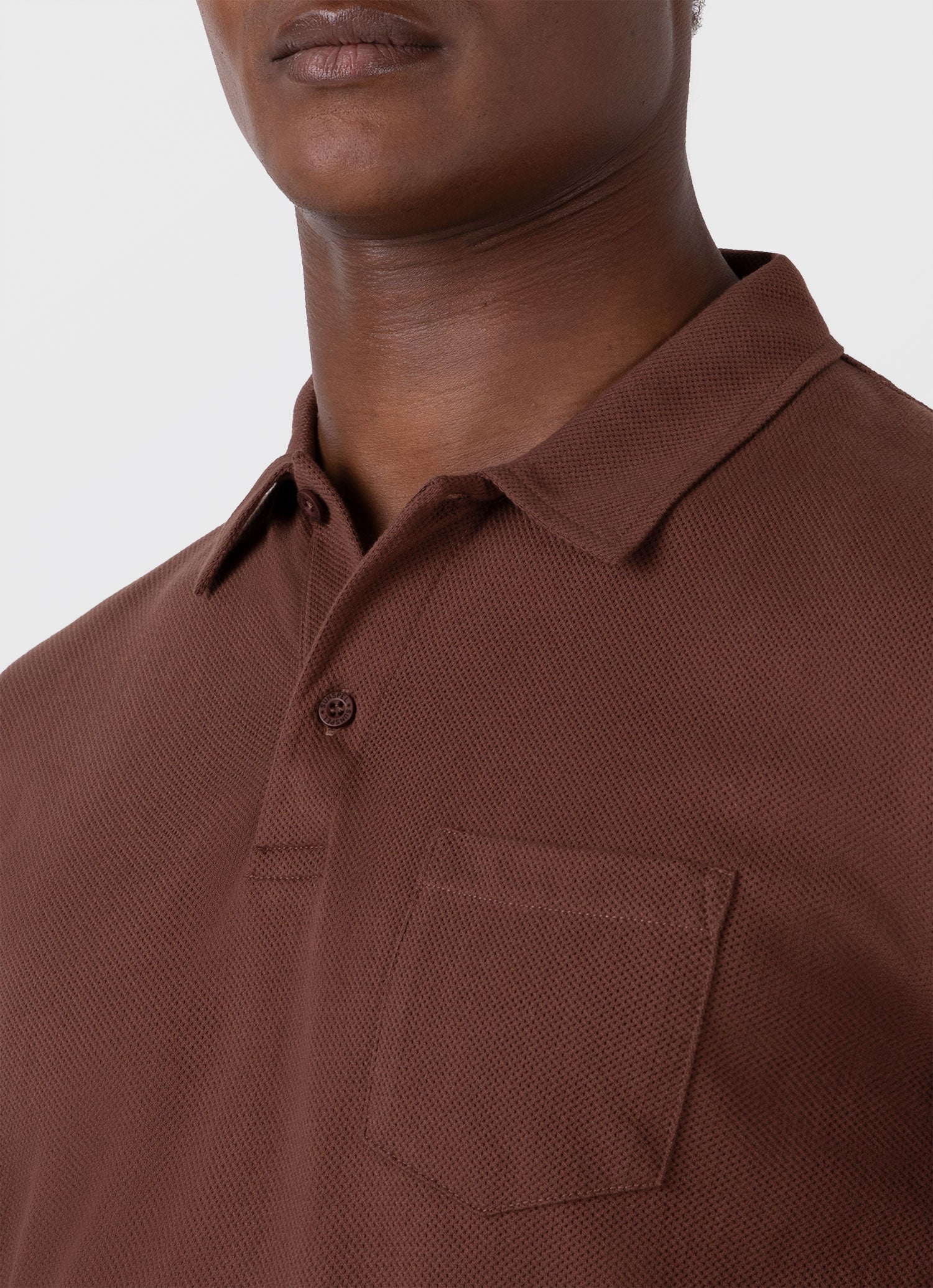 Men's Long Sleeve Riviera Polo Shirt in Cocoa Brown