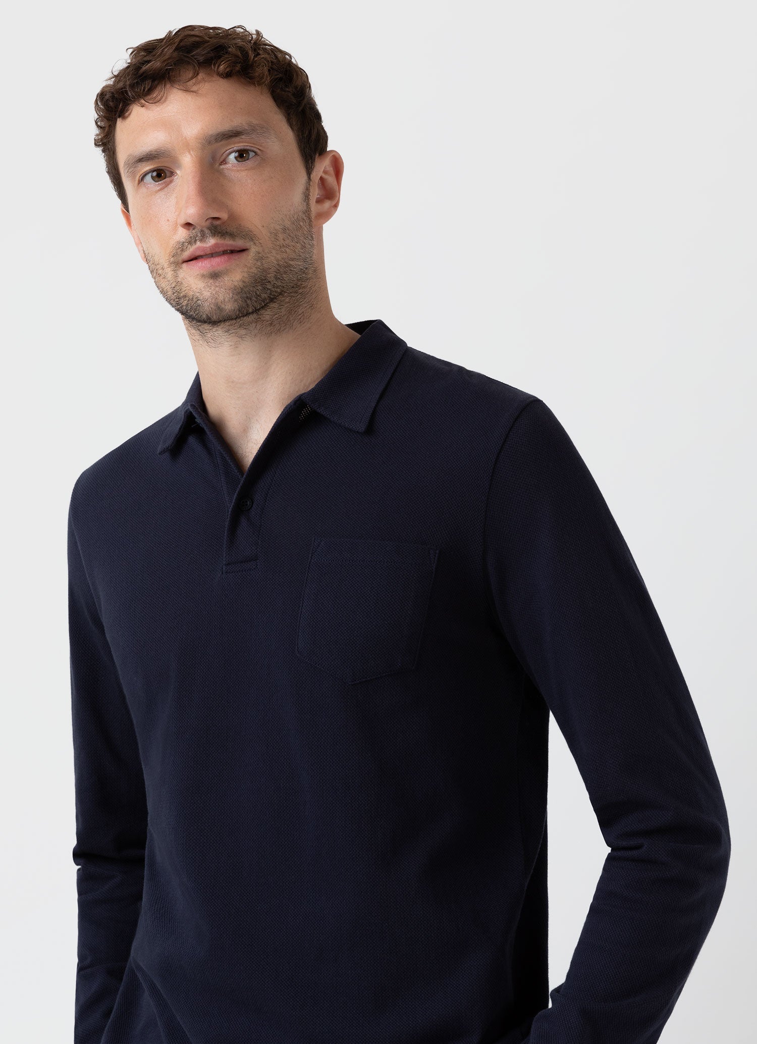 Mens long sleeve 2025 polo shirts navy blue