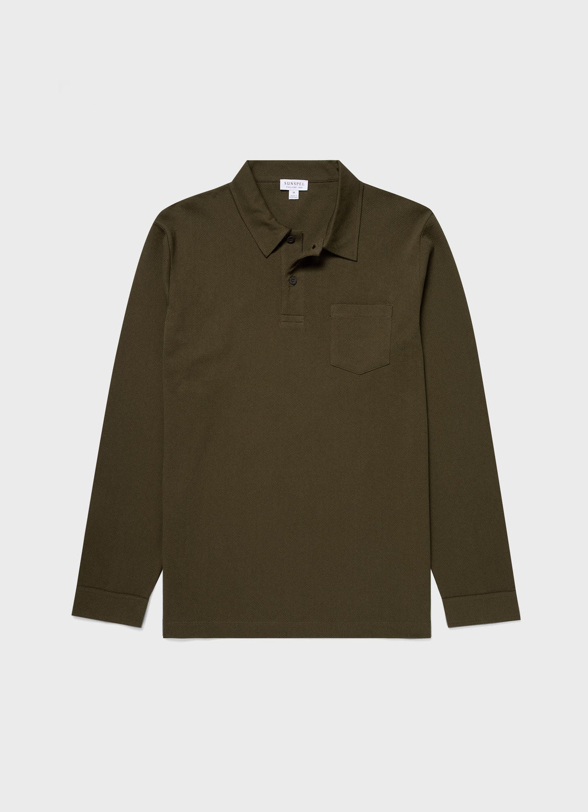 Men's Long Sleeve Riviera Polo Shirt in Dark Olive