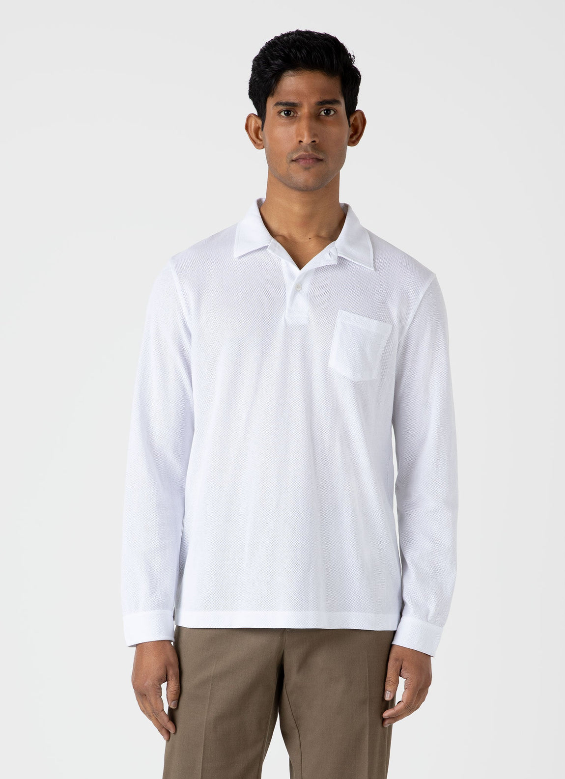 Men's Long Sleeve Riviera Polo Shirt in White