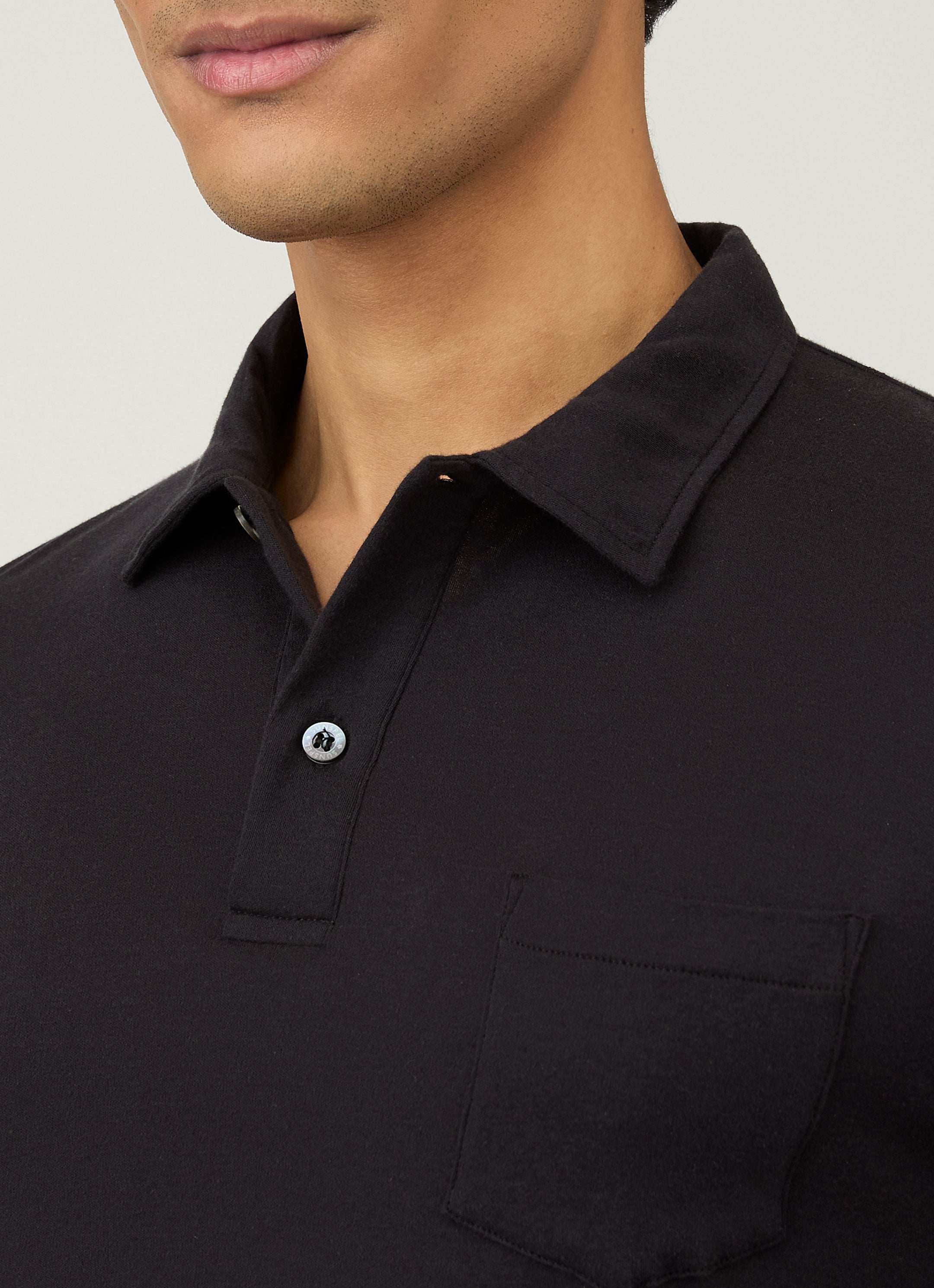 Men's Sea Island Cotton Jersey Polo Shirt in Black