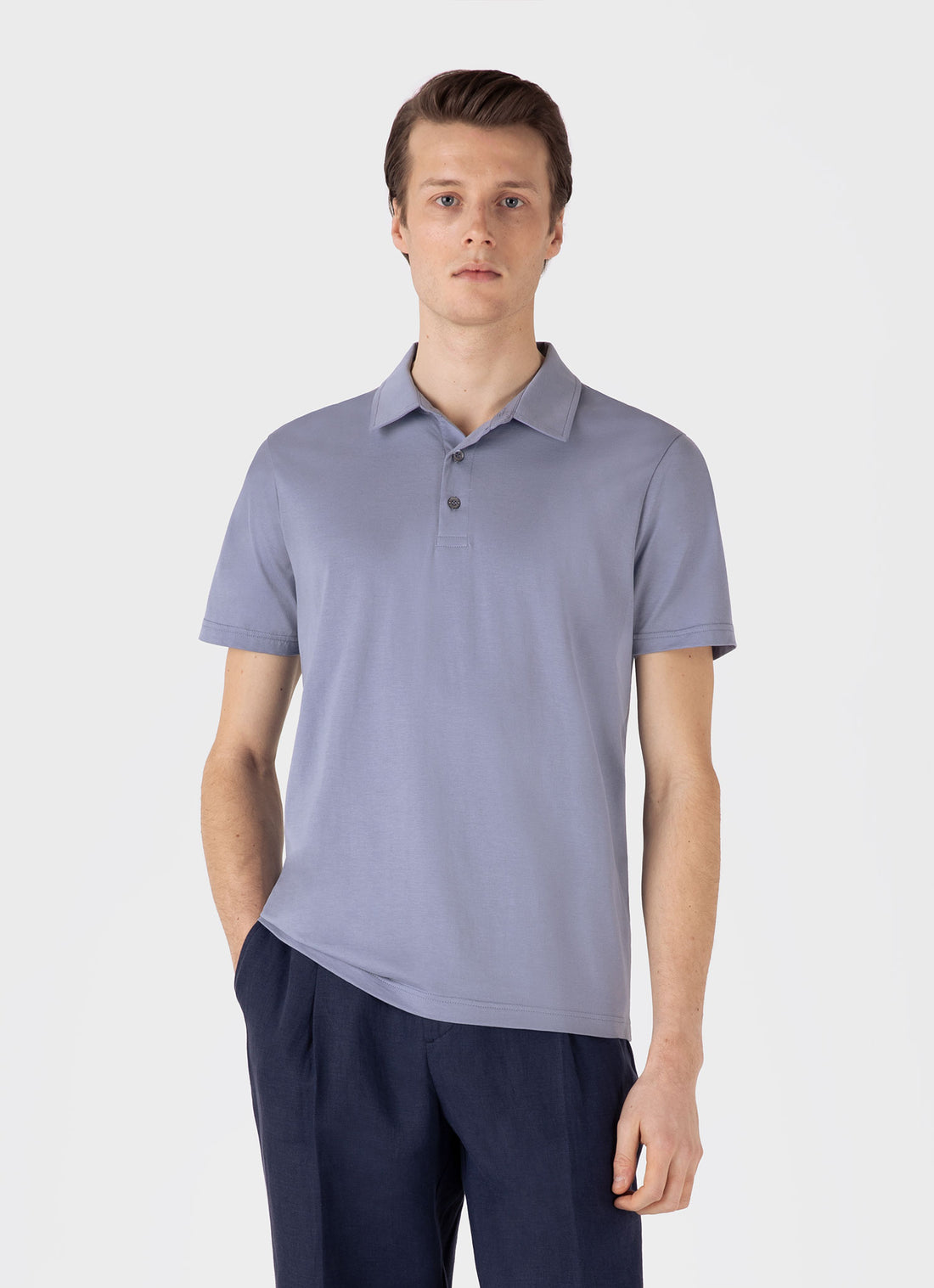Men's Classic Jersey Polo Shirt in Vintage Blue