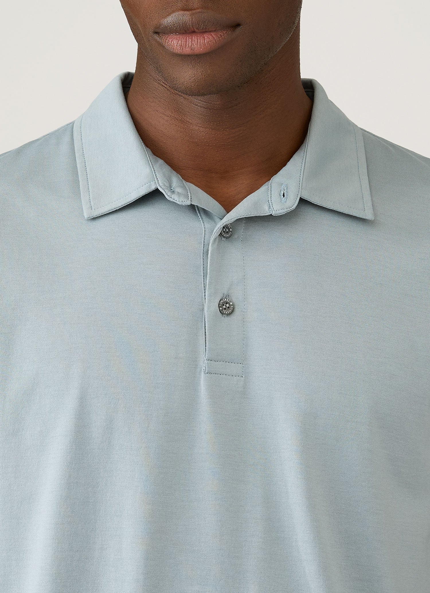 Men's Classic Jersey Polo Shirt in Stone Blue