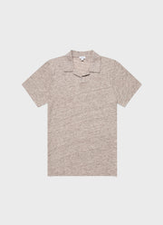 Men's Linen Polo Shirt in Oatmeal Melange