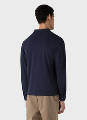 Men's Long Sleeve Piqué Polo Shirt in Navy