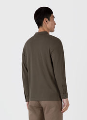 Men's Long Sleeve Piqué Polo Shirt in Khaki