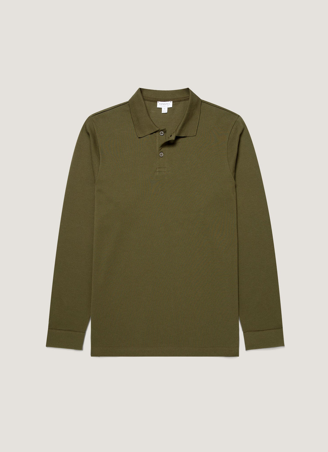 Men's Long Sleeve Piqué Polo Shirt in Deep Olive