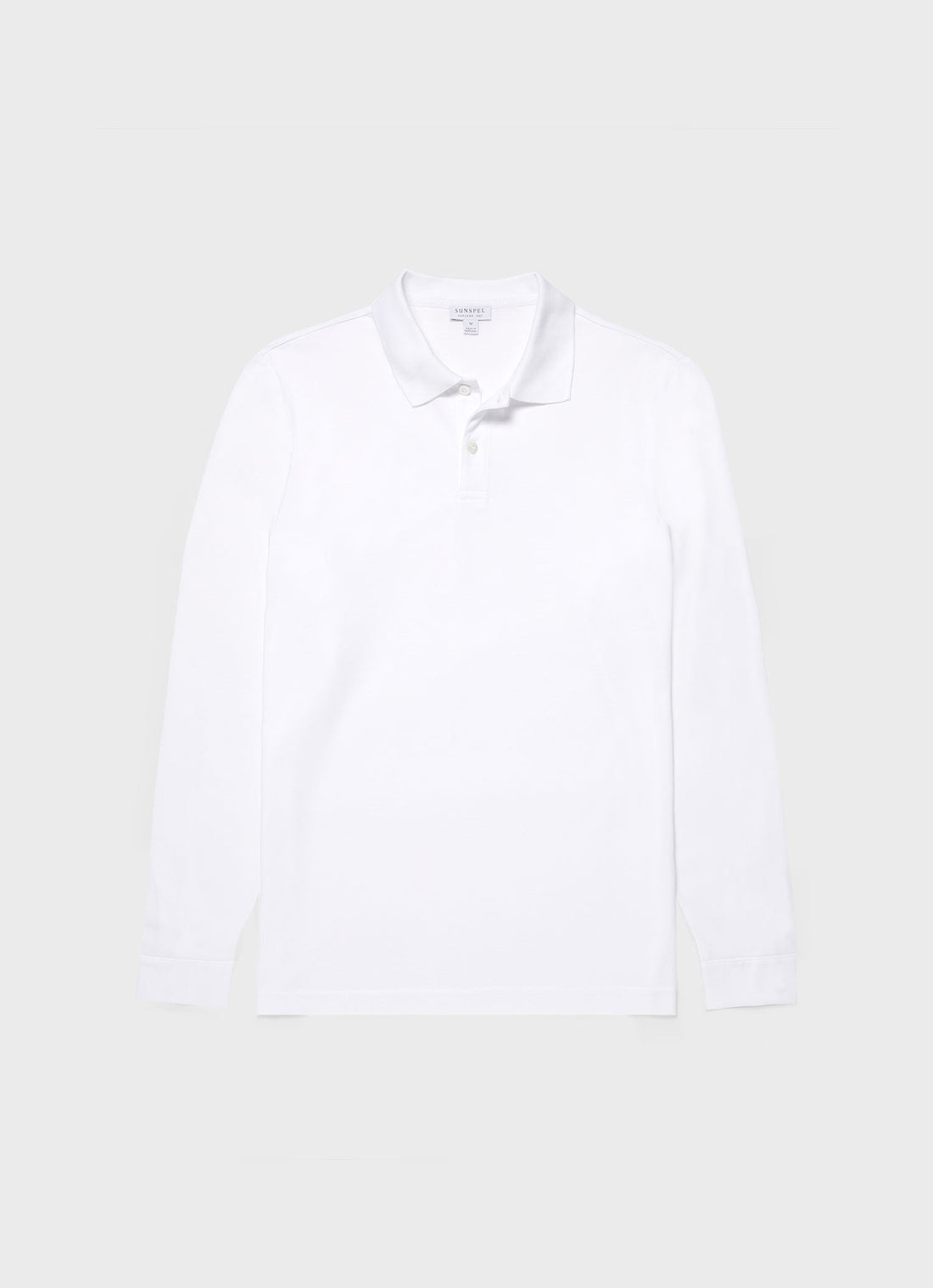 Men's Long Sleeve Piqué Polo Shirt in White