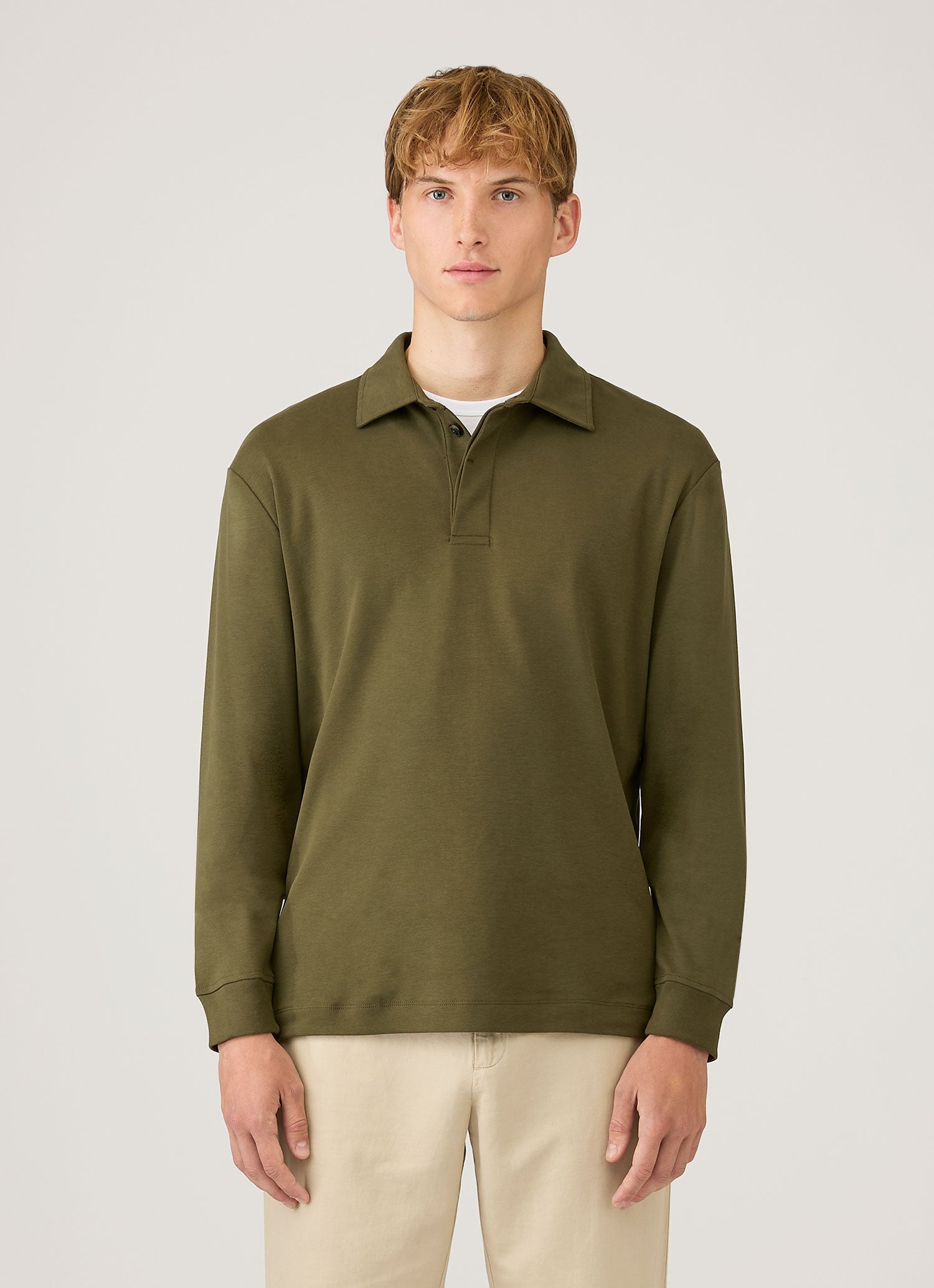 Men's Heavyweight Rugby Polo Shirt in Deep Olive